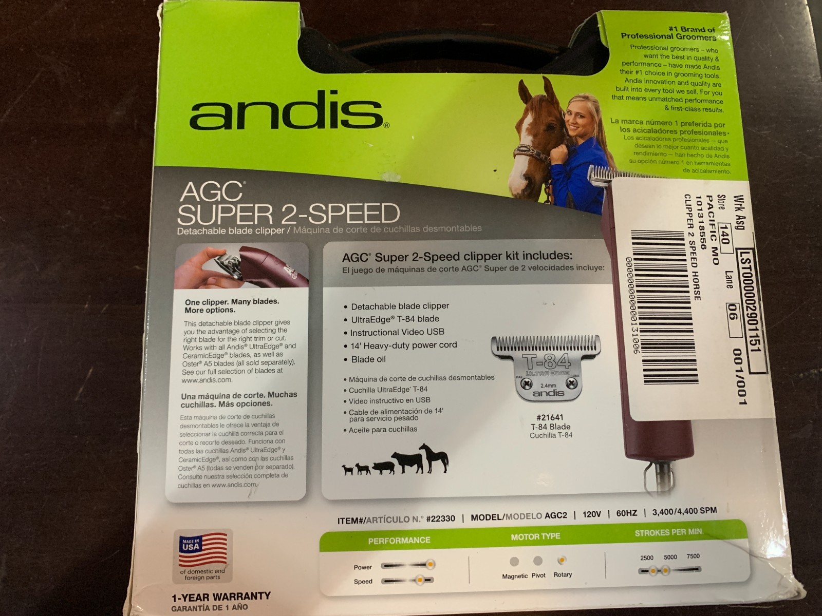 Andis AGC Super 2-Speed Super-Duty detachable blade Clippers NEW!