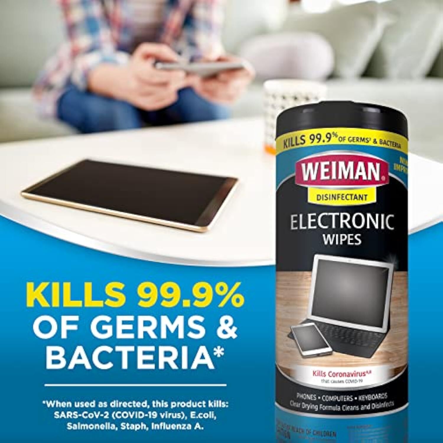 Weiman Disinfecting Electronic Cleaning Wipes For Keyboards, Tablets, E-readers,