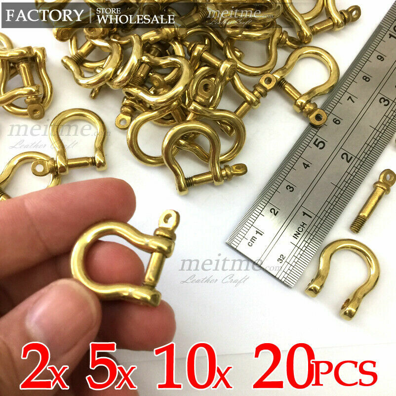 7mm Solid Brass Bow Shackle Joint Connect D Ring Key Chain Fastener Clip Lot
