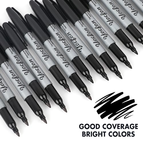 Permanent Markers Bulk, 144 Count Black Permanent Markers Set, Fine Tip,