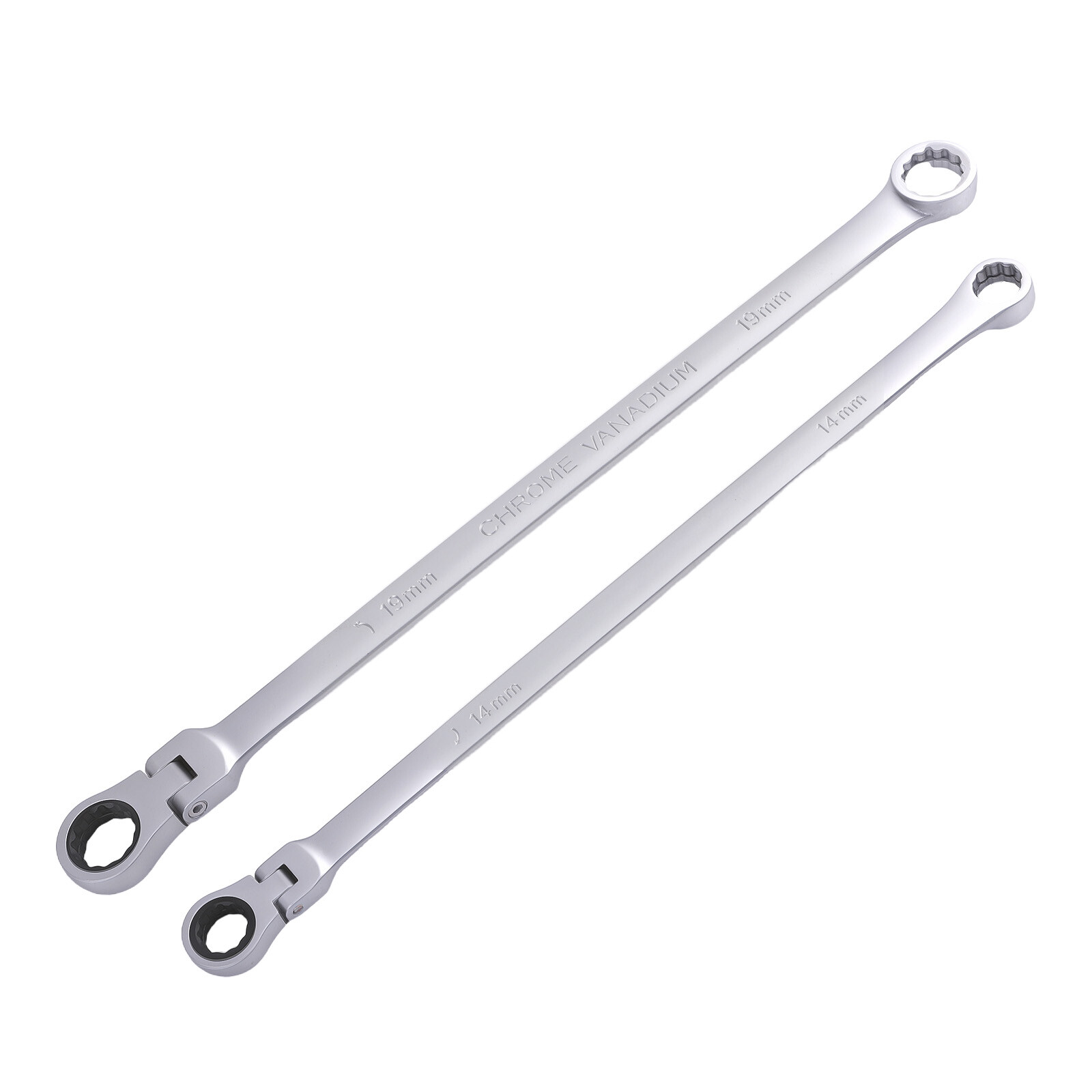 27pc Extra Long Flex Head Ratcheting Wrench Set 8-22mm 25 Sockets Steel Tools