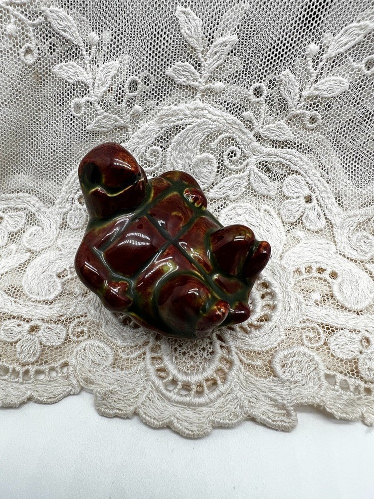 Vintage Cute Turtle On Back 2"L Ceramic Turtle
