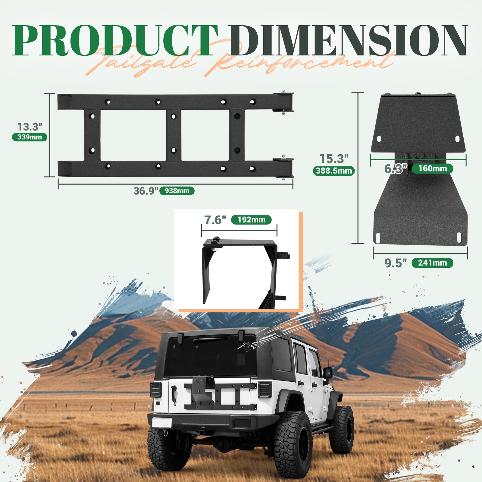 Hinge Spare Tire Carrier Tailgate Reinforcement For JEEP WRANGLER JK 07-18