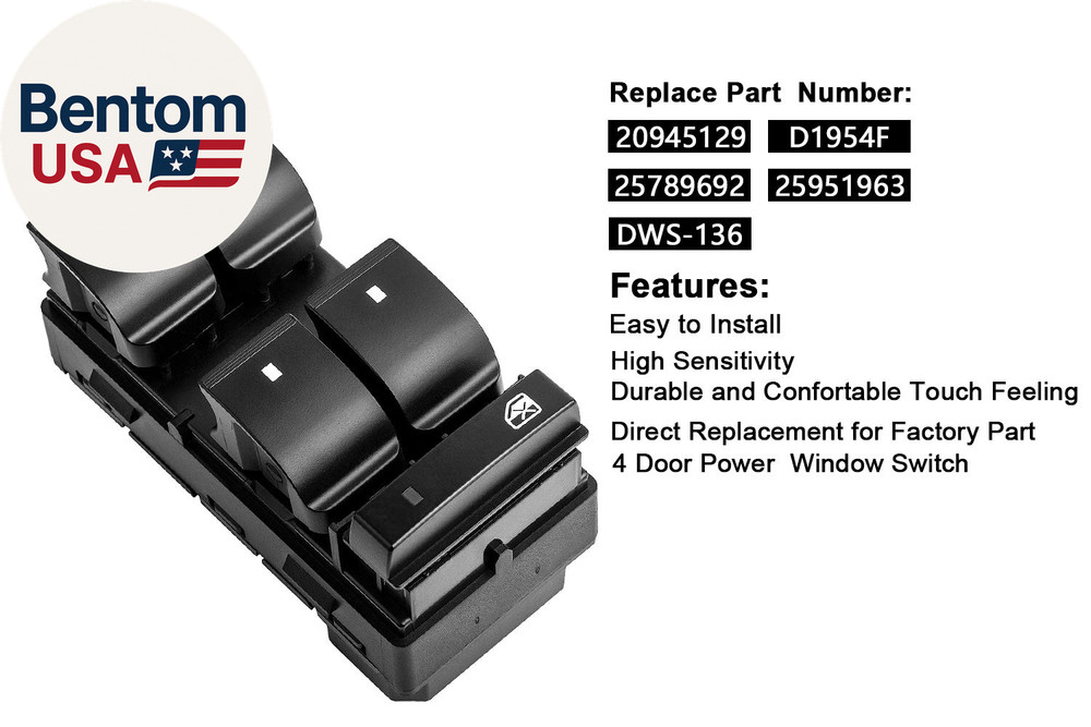 Master Power Window Switch Driver Side Compatible with 2007-2014 Chevrolet Silve