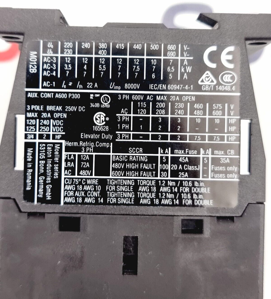 EATON DILM12-01 Contactor XTCE012B01F