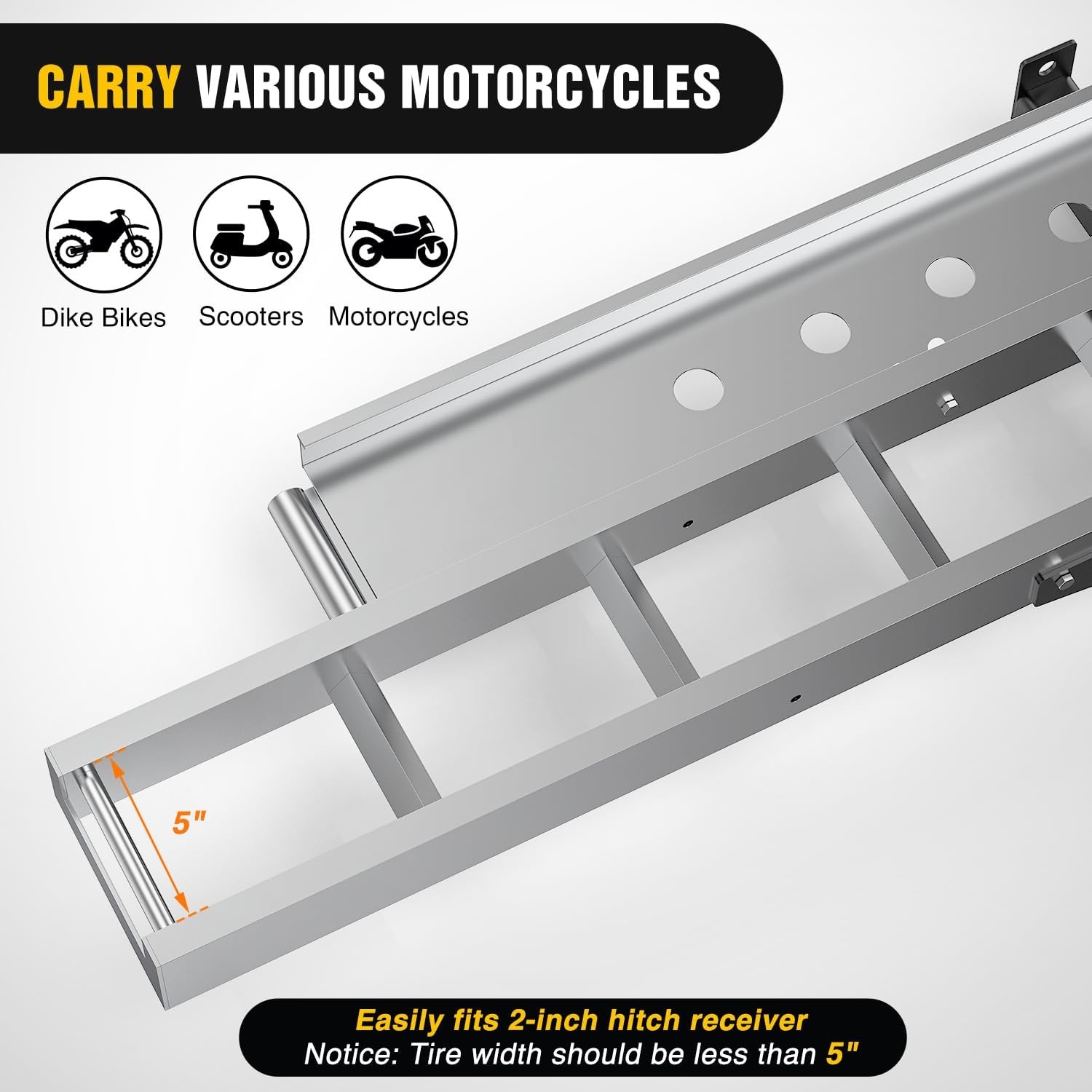 Nilight Motorcycle Hitch Carrier 400LBS Robust Aluminum Dirt Bike Hitch Hauler