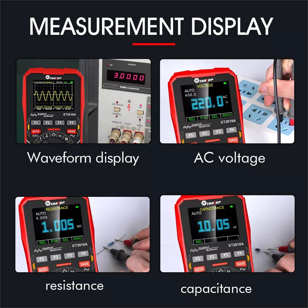 TOOLTOP ET2010A 2in1 Handheld Digital Oscilloscope Multimeter Mini Oscope Meter