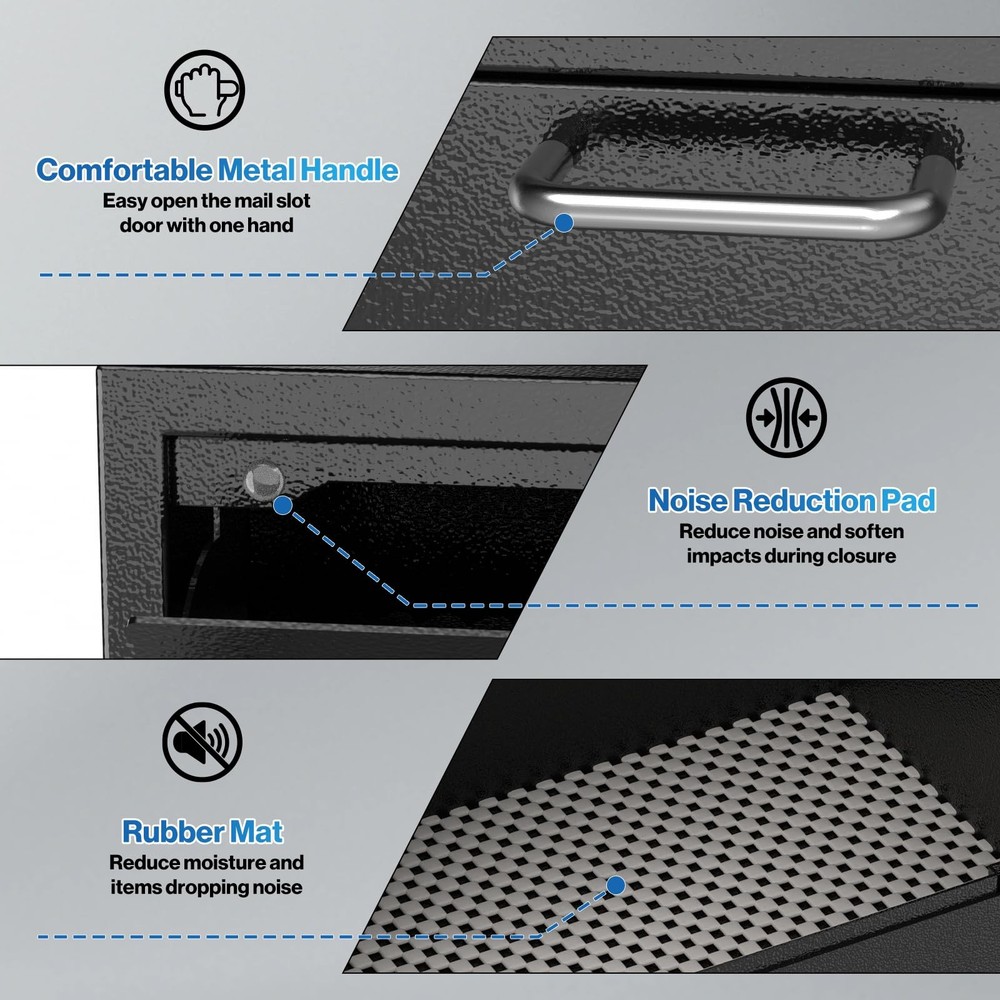 Locking Wall Mailbox Drop Safe for Business, 1.2mm Lock Code 8.6"x4.75"x14.25"
