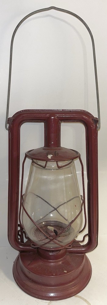 Antique Paull's Red Lantern No. 0 Clear Globe
