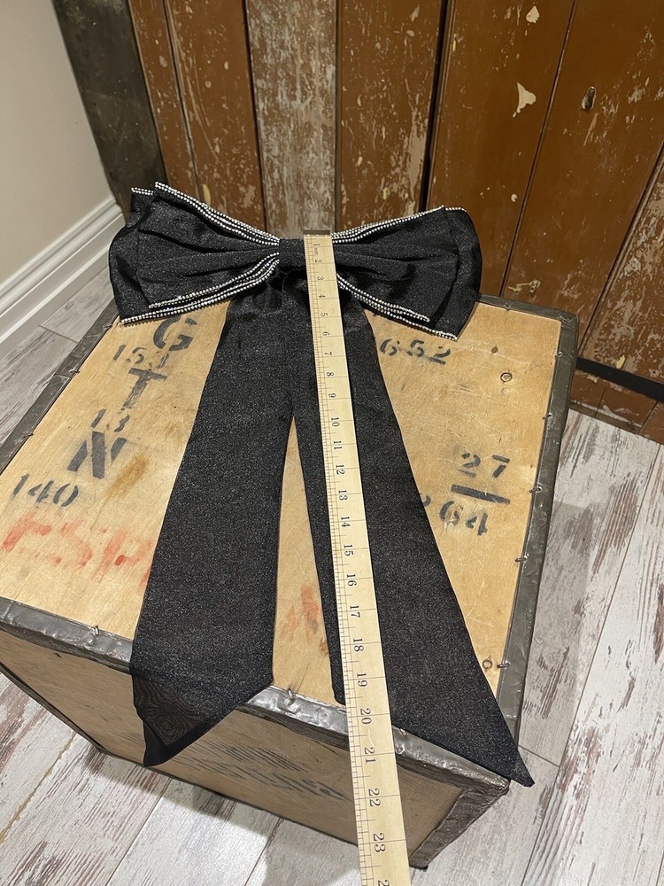 Large Bow Brooch Black Gemstones Accessory