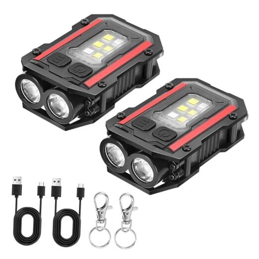 Mini Keychain Flashlight with Clip, 8 Modes Pocket Flash Light, Red 2 BALCK
