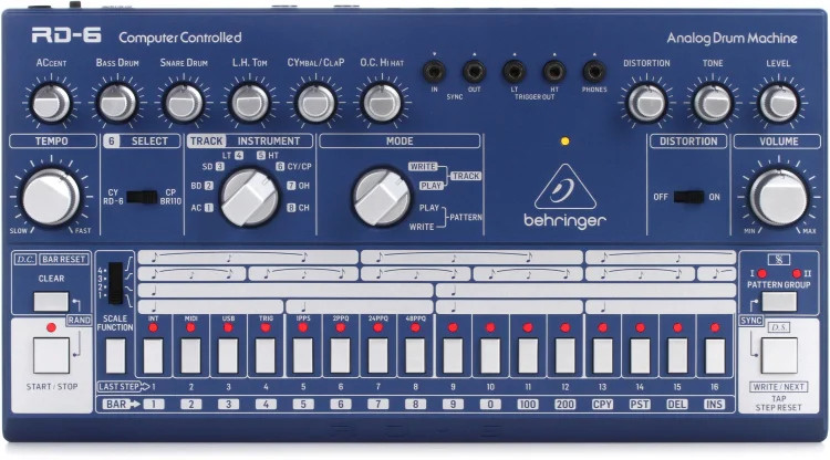 Behringer RD-6-BU Analog Drum Machine - Blue