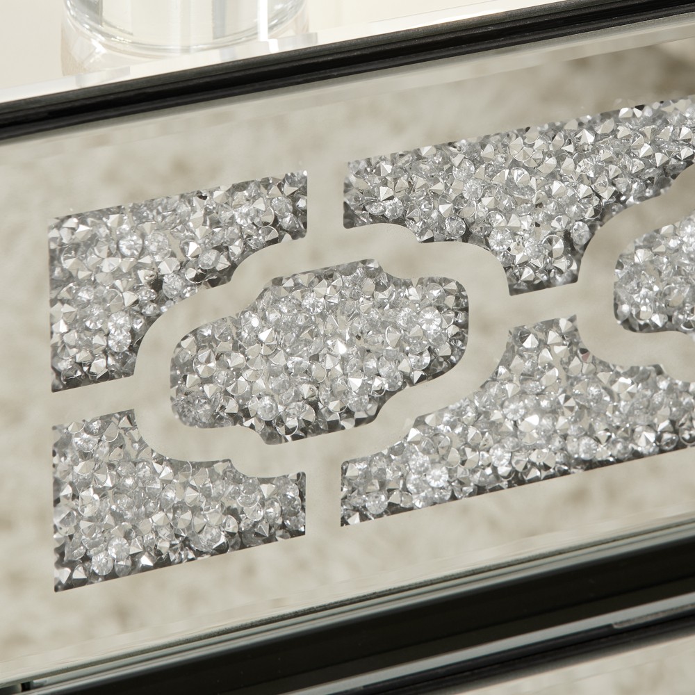 Mirrored Bedside Nightstand, Modern Side End Table w/ 3 Drawers Crushed Diamonds