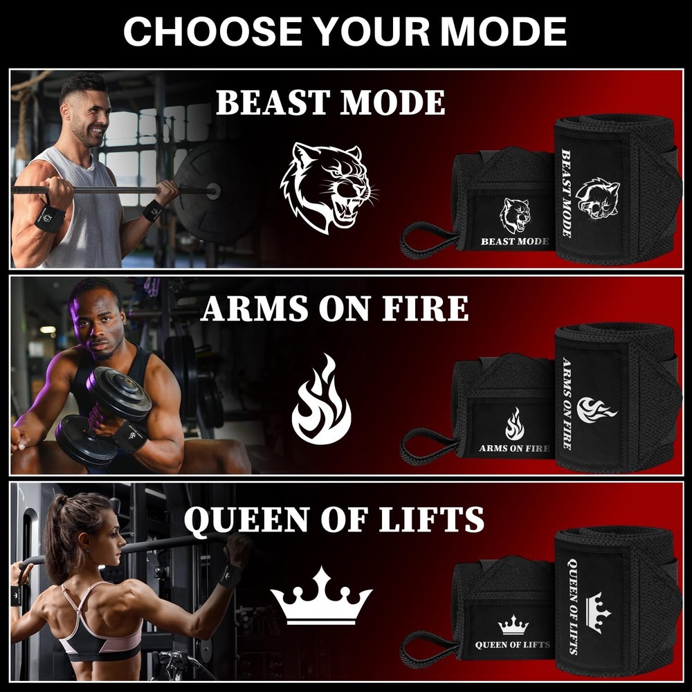 HeavyDuty Weightlifting Wrist Wraps with Thumb Loop for Powerlifting & Training