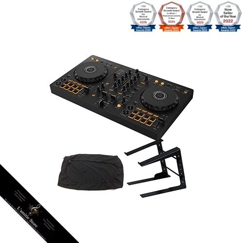 DJ Controller DDJ-FLX4 + PC Stand + Dust Cover Set (Compatible with