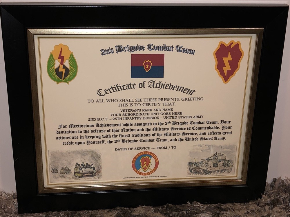 2ND B.C.T. / 25TH INFANTRY DIVISION (COMMEMORATIVE CERTIFICATE)
