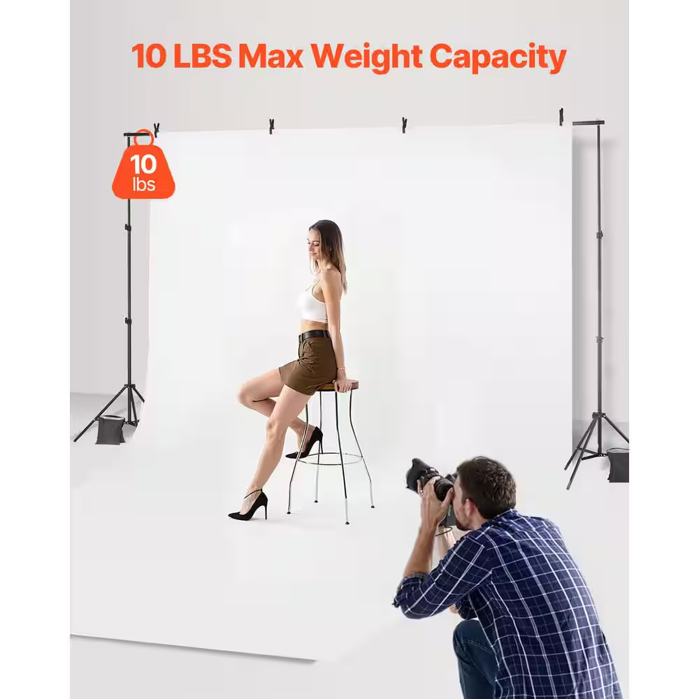 6.5 X 10 Ft. Adjustable Backdrop Stand, Portable, Heavy Projector Screen Stand W