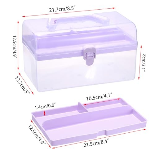 Multipurpose Plastic Craft Storage Containers with Removable Rectangle Purple