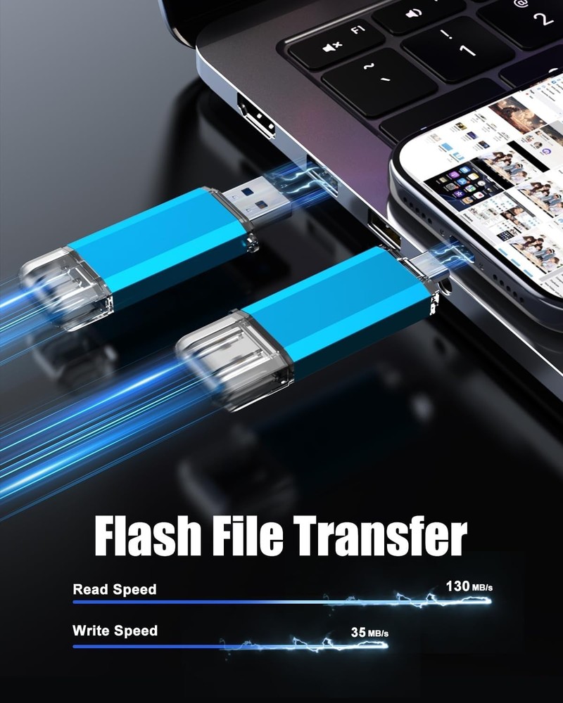 Versatile 128GB USB C Flash Drive - Streamlined Data Transfer for All Devices