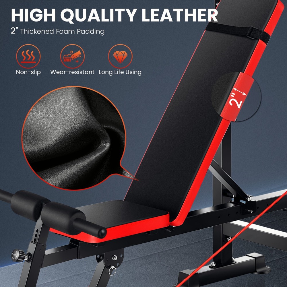 Adjustable Weight Bench Set with Squat Barbell Rack and Removable Foot Bracket
