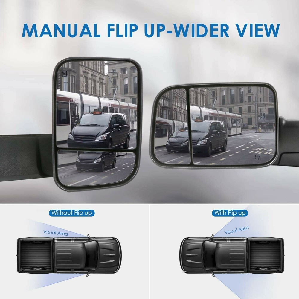 Power Fold Heated Tow Mirrors w/ Temp Sensor For 2009-2017 Dodge Ram 1500-3500