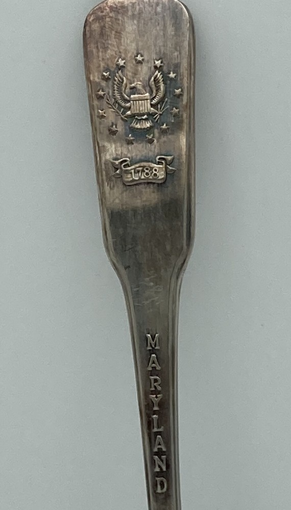 Vintage c1976 Maryland 13 Colonies Commemorative Silver Plated Spoon ~6”