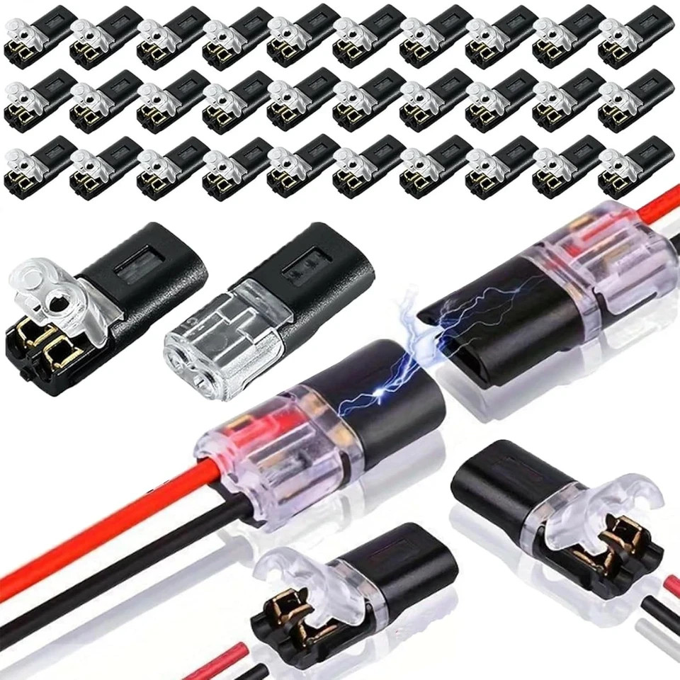 200pcs Double-Wire Plug-in Connector, Cable Clamp with Locking Buckle,