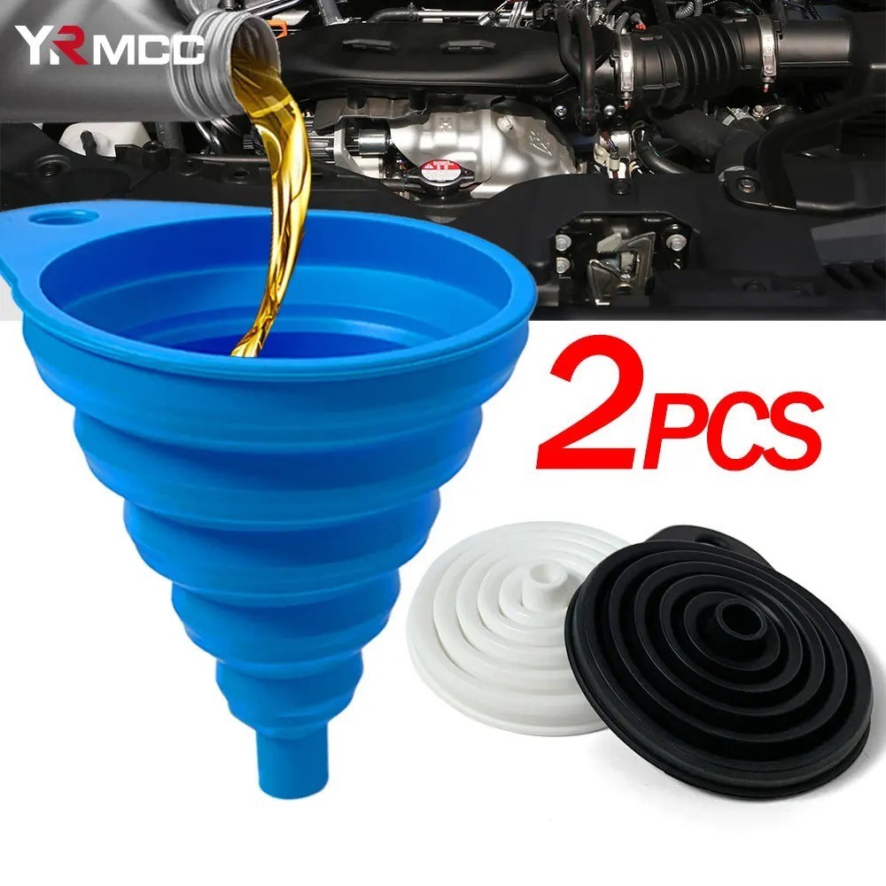 2PCS Foldable Silicone Funnel Car Engine Oil Liquid Pour Tool
