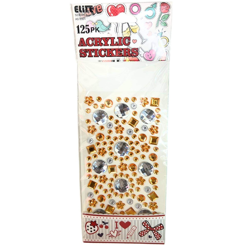 Acrylic Stickers – Includes Gold & Silver Designs: 125 Pack