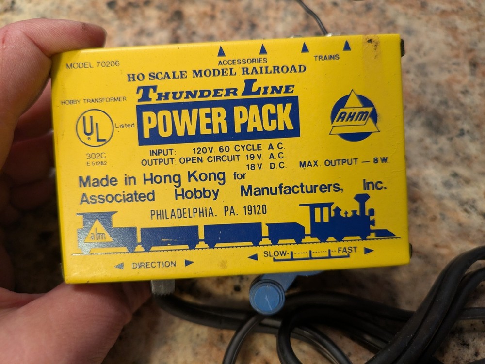 Vintage AHM Model Train 70206 Thunder Line Power Pack Transformer HO - UNTESTED