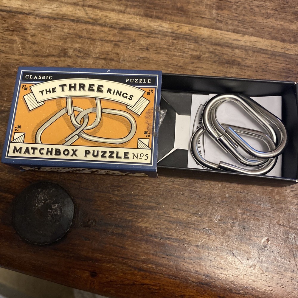 The THREE RINGS MATCHBOX PUZZLE boxed