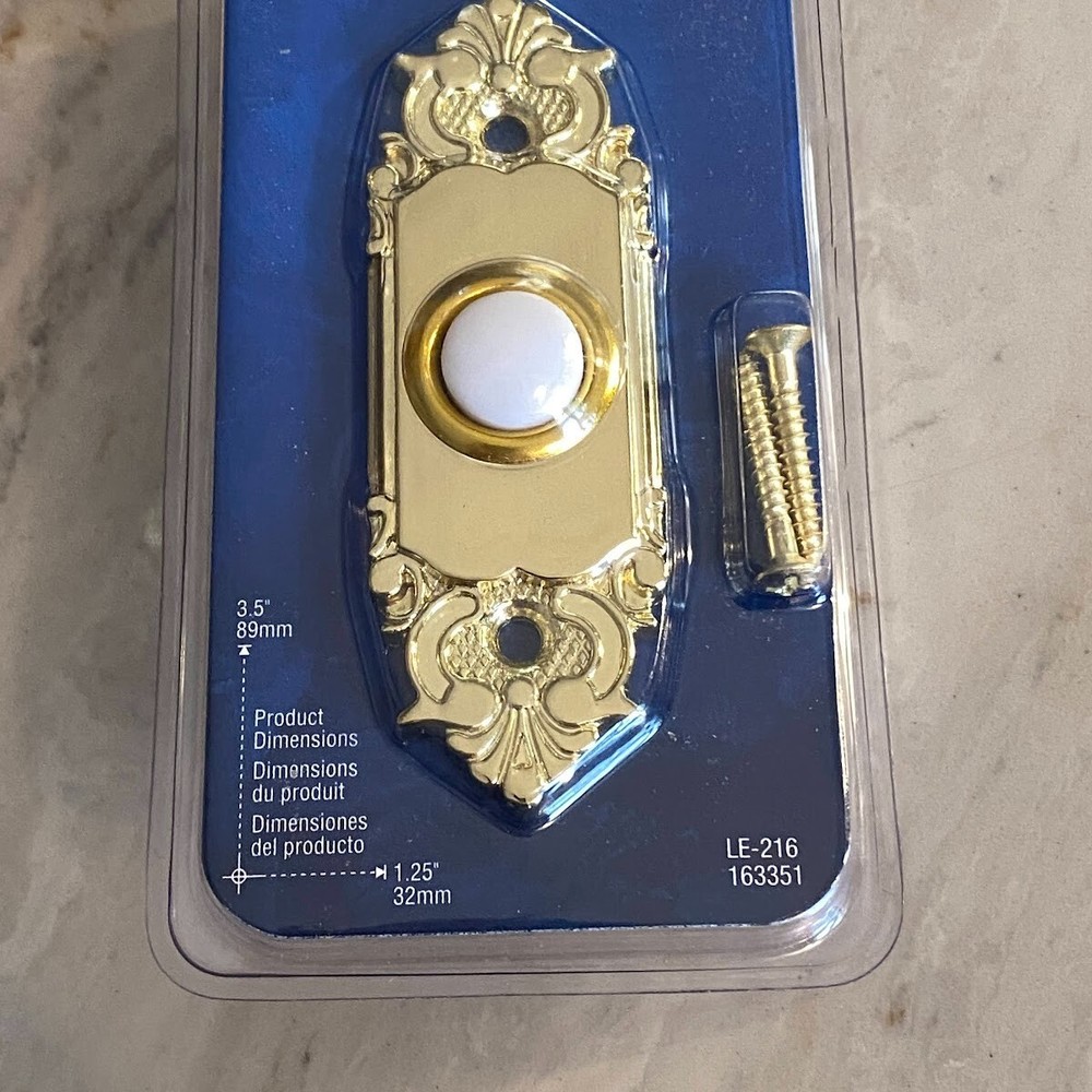Zenith LE-216 Brass Gold Lighted Wired Doorbell Push Button