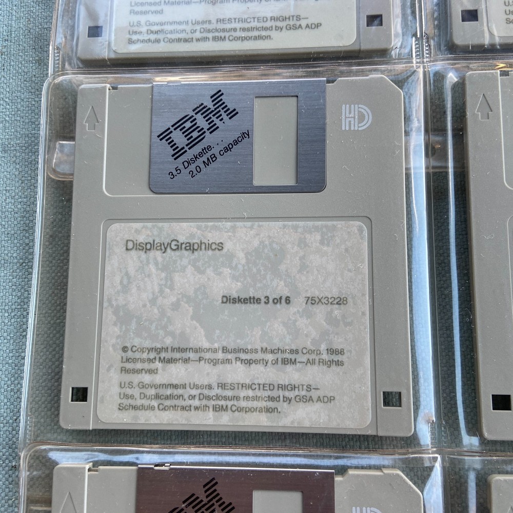 Vintage PC Computer Software IBM 1988 Display Graphics Drivers 3.5” Floppy Disk