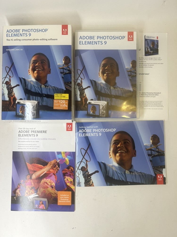 Adobe Photoshop Elements 9 (Win/Mac) 2-Discs, w/Serial Number