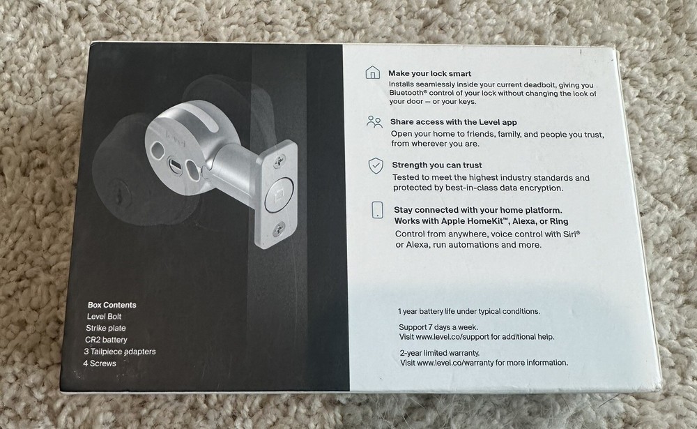 Level Bolt Bluetooth Smart Lock Chrome Silver C-D11U NIB