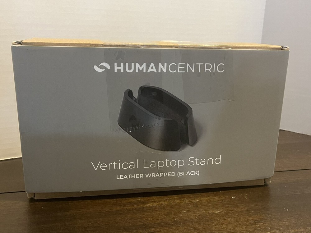 HumanCentric Laptop Holder Vertical Stand - Adjustable Black Leather