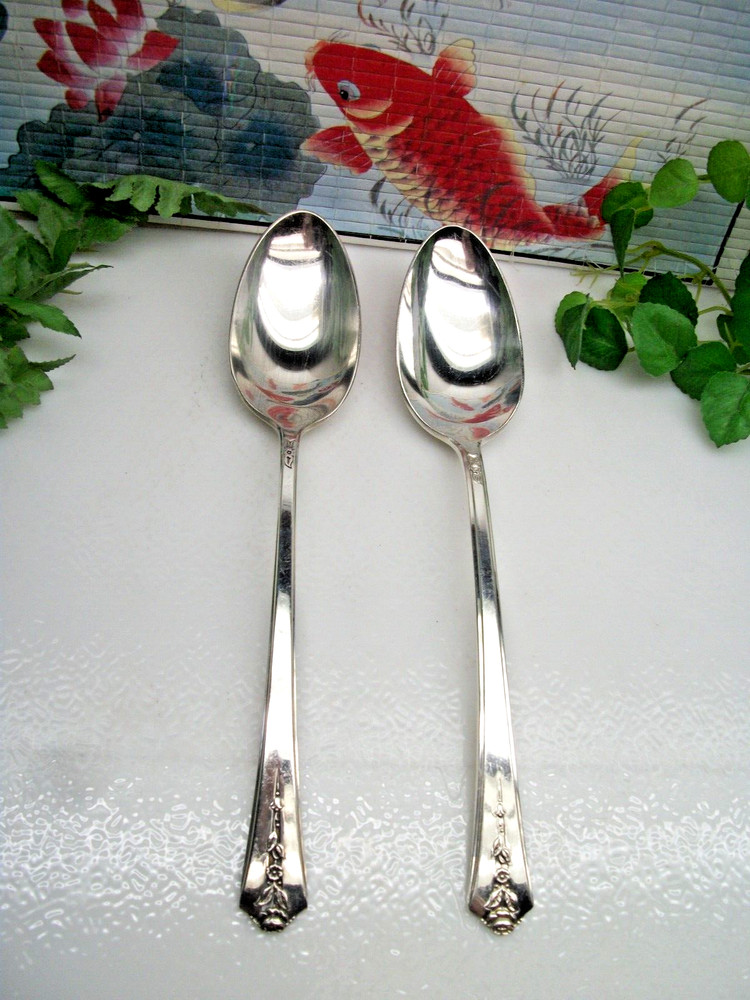 International Holmes & Edwards  SPRING GARDEN  Silverplate Solid Serving Spoons