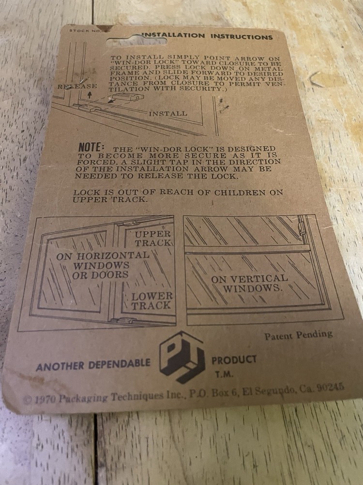 VTG Security Hardware Win-Dor-Loc Packaging Techiques NOS Sealed