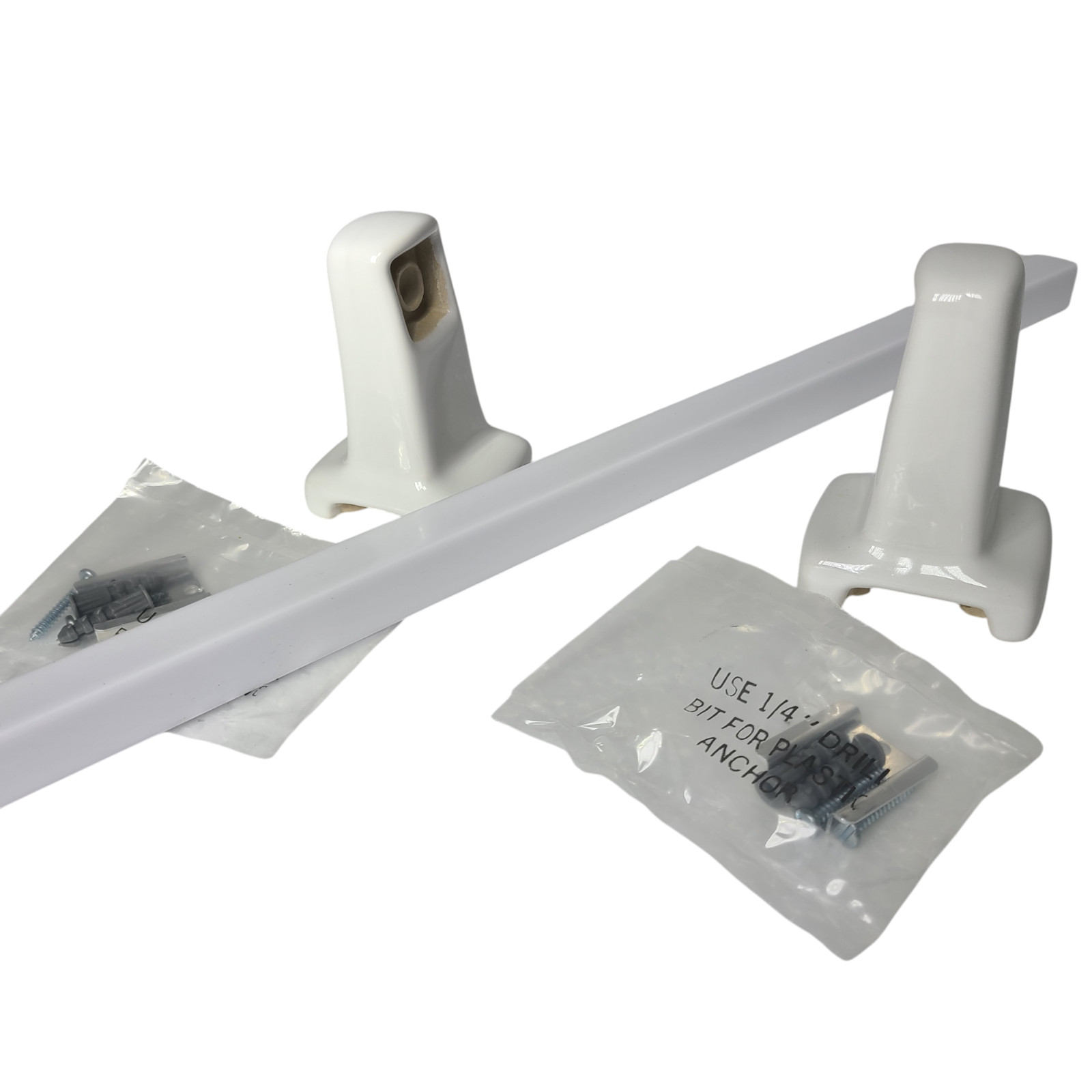 Vintage White Ceramic Towel Bar Rod Rack Post Holders Bracket Screw in Drywall