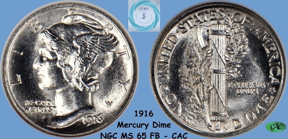 1916 "Mercury" Dime NGC MS 65 FB w/CAC - First Year / First Issue!!!