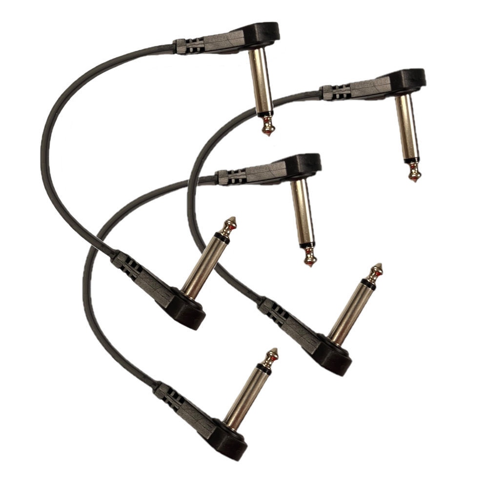 (3-Pack) Low Profile Flat 6" Right-Angle Patch Cable Cord Guitar Pedal