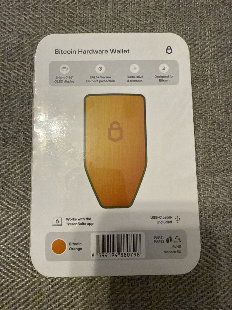 Trezor Hardware Wallet Safe 3 Crypto Secure Element Bitcoin Only Orange Oled 2FA