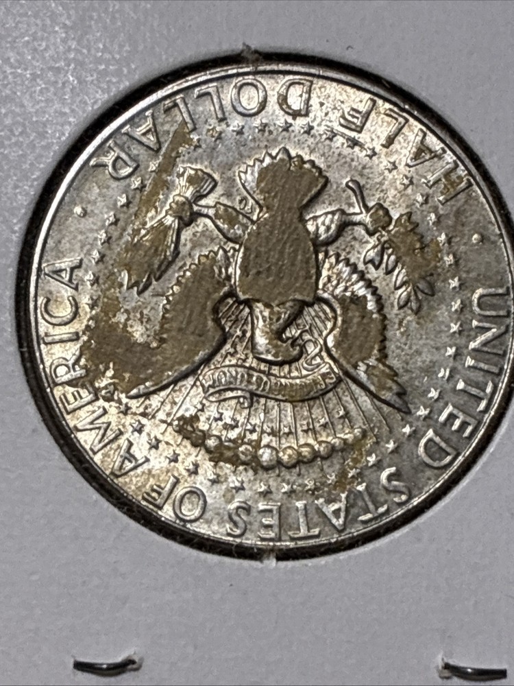 1969-D Kennedy Half Dollar 50c RARE Double Die Reverse Struck Through Error