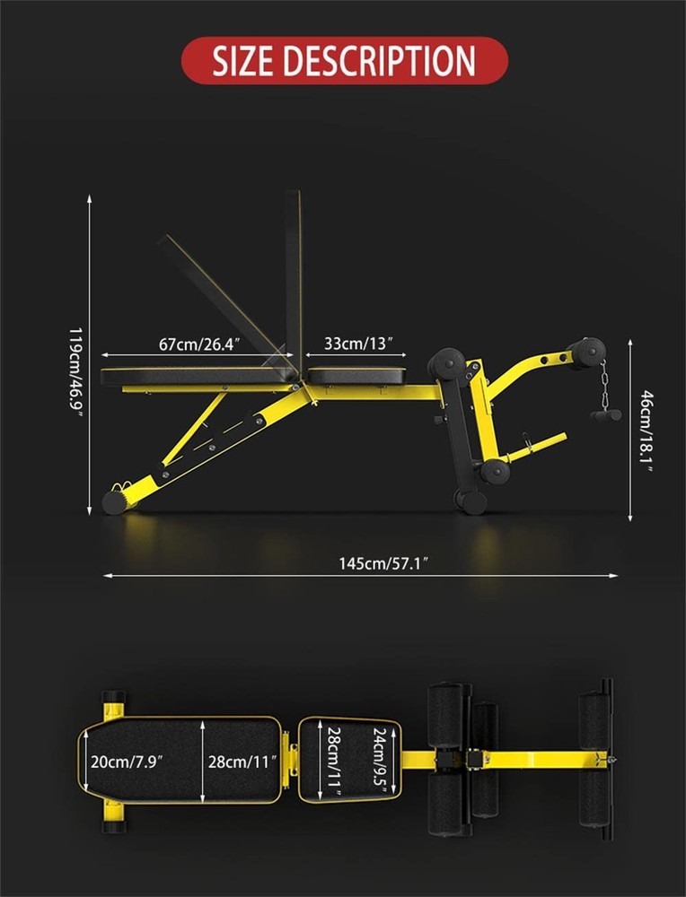 Utility Weight Bench with Leg Extension - Multi-Position Adjustable Bench for...