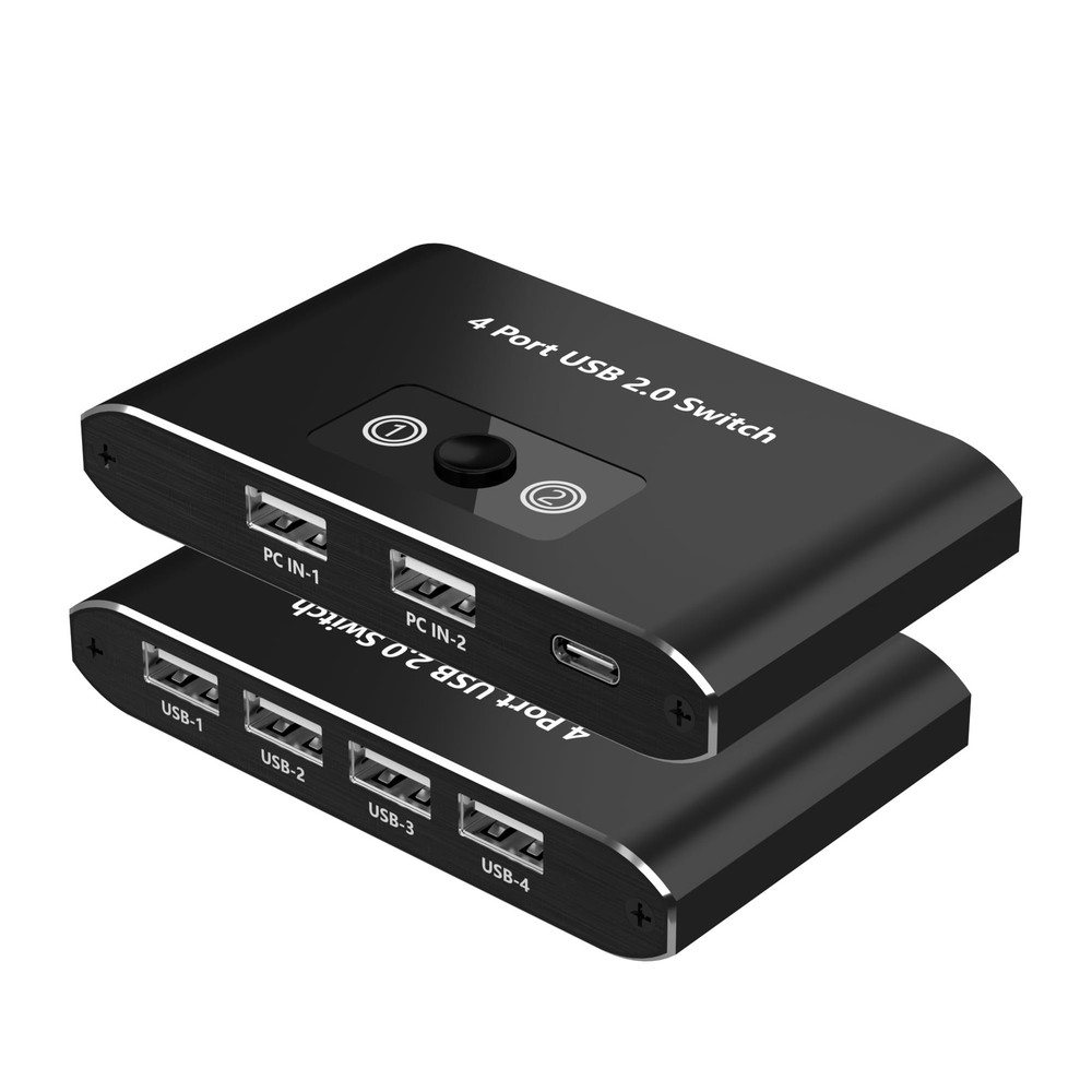 USB 2.0 Switch, 2 Computers Sharing 4 Devices, Switcher for White