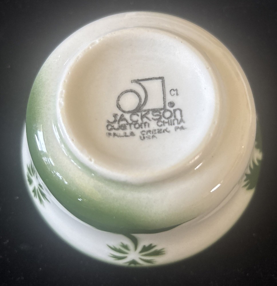 Jackson China Airbrushed Palm Tree Custard Cup, Mid-century