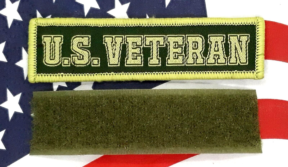 U.S. Veteran - Morale Patch Subdued Green Hook & Loop Application 3"x 1"