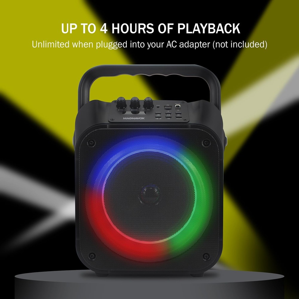 MHT778 Portable Karaoke System w/Lights, Bluetooth, 12W Output, USB/Micro SD/...