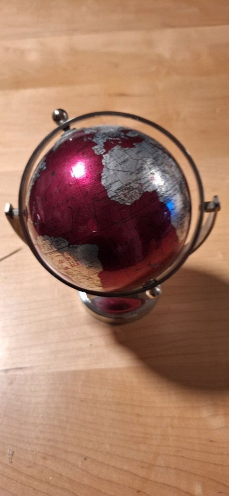 World Globe On a Silver Frame Made In India