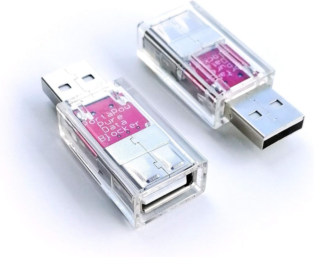 PortaPow USB Data Blocker Transparent (2 Pack) - Practice Safe Charging - NEW